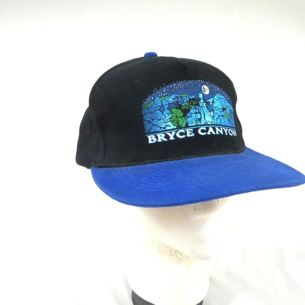 Bryce Canyon Dad Hat, Blue White Black, Adjustable Slide Back 1990s